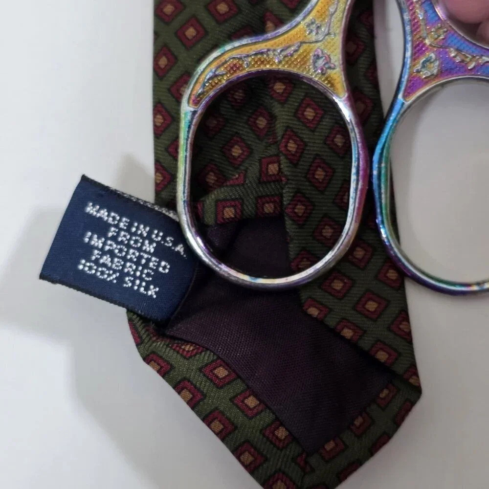 Polo Ralph Lauren Silk Tie Geo Print Preppy Office Hand Finished USA W 4